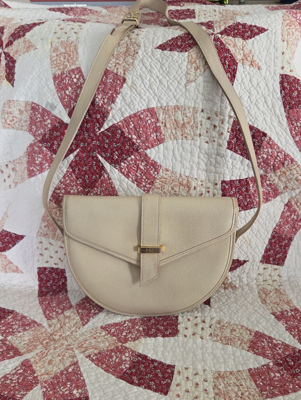 YSL Women's Cream Leather Crossbody Bag - Elegant Neutral crossbody  Bag